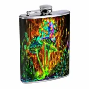 Groovy Trippy Mushrooms D5 Flask 8oz Stainless Steel Hip Drinking Whiskey