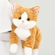 Weighted Toy Stuffed Animal 45CM 0.9KG, Realistic Weighted Stuffed Cat Plush Toy Throw Pillow, Orange Weighted Stuffed Animals for Kids and Adults