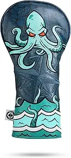 [Pins & Aces] Kraken Head Cover - Premium, Hand-Made Classic Kraken Themed Headcover - Funny, Tour Quality Golf Club Cover - Style and Customize Your Golf Bag