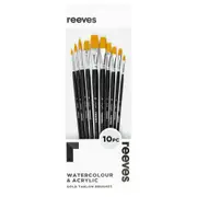 Reeves Gold Taklon LH Flat Round & Filbert Paint Brushes Painting Set