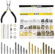 Mardatt 641 Pcs 4 Colors 10/16/20/25/30mm Slide on End Clasps Assortment Kit with Extender Chains, Jump Rings, Lobster Claw Clasps and Jewelry Pliers for Bookmark Bracelet Choker Necklace
