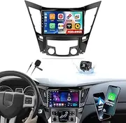 4+64G Android 13 Car Radio for Hyundai Sonata 2010-2015, 9'' HD 1280 * 720 Touchscreen Stereo with Wireless CarPlay Android Auto Mirror Link GPS Navi Bluetooth,WiFi,32EQ,SWC+Camera&Mic