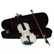 White Violin,Case,Bow,Strings,Bridge,Rosin~4/4 1/8 1/10