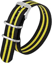 [Luminox] Men's Scott Cassell Black & Yellow Webbing NATO Nylon Strap Stainless Steel 2 Loops Watch Band