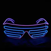 Shutter EL Wire Neon Rave Glasses Flashing LED Sunglasses Light Up Costumes for 80s, EDM, Party RB03 (Purple - Blue)