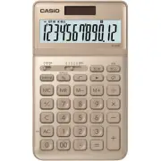 CASIO Justgold JF-S200-GD 12-Digit Calculator Tilt LCD Dual Power New