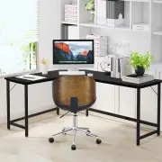CostwayL-Shaped Corner Computer Desk with CPU Stand for Home and Office-Black