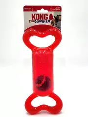 KONG Jumbler w/Tennis Ball Medium Red Squeaky Fetch & Tug Dog Toy 9.5"