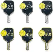 Pickleball Rating Pin – 2.5 to 5.0 Metal Paddle-Shaped Achievement Badge in Gift Box – Pickleball Accessories & Gifts for Players, Backpacks, Hats & Lanyards