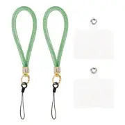 2 Pcs Phone Lanyard, Nylon Detachable Wrist Strap with Phone Patches, Green