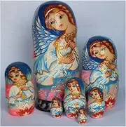 Stacking Nested Set Funny Russian Nesting Dolls Handmade Painted Nesting Dolls Wooden Toy for Children Home Decoration Wishing Gifts Handmade Nesting Dolls