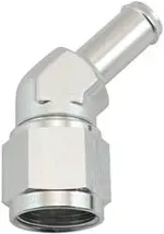 Aeroflow Female -10An 45Deg to 1/2 Barbsilver Swivel Nut - AF412-10-08S