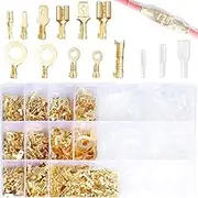 aikoolwer Electrical Wire Crimp Terminals Female Male Spade Insulated Connectors Ring Lugs O-Type Non-Insulated Assortment Kit Plug Crimping 2.8 4.8 6.3mm Quick Splice