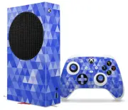 Skin Wrap for XBOX Series S Console Controller Triangle Mosaic Blue