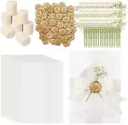 50 Sets Wedding Invitations Wraps Set Pre Folded Vellum Jackets for 5 X 7 Self