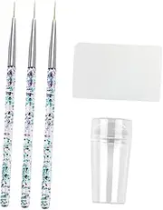 PACKOVE 1Set Nail Art Liner Professional Nail Design Tools Includes Pull Line Pens Transparent Stamp Kit for Home Salon Use for Detailed Nail Painting Floral