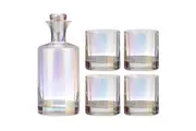 5pc Tempa Ava Crystal Whisky Tumbler Drink Cup Glasses Decanter Bottle Set Opal