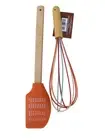 2-Piece Multicolor Silicone Spatula & Whisk Set with Measurements