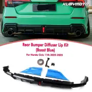 Rear Bumper Diffuser Lip Kit Blue Side Corner Trim For Honda Civic 11th 2022-25 (for: Honda Civic)