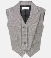 [McQueen] McQueen Houndstooth wool and mohair vest AU 8 black