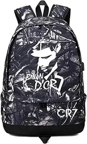 Soccer Player Star Luminous Multifunction Backpack Cristiano Ronaldo Luminous Ball Storage Backpack Sports Equipment Depositary Multifunctional Student Bookbag for Men Women,8