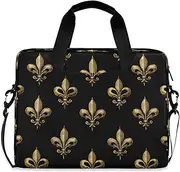 Quteprint Gold Fleur De Lis Flower 15.6 Inch Laptop Bag Briefcase for Business, Water-Resistant Computer Bag Fits 14-16 Inch Notebook for Men Women, Office Travel Work Backpack, Multi, 40x7.5x30cm