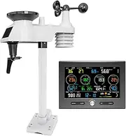 Smart Wireless Weather Station - Indoor/Outdoor Weather Sensors with Color Display Rain Gauge and Wind Speed/Direction for Home Garden Greenhouse Farm White