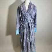 NWT Signature Jasmine Rose Gray/Blue Soft Plush Bath Robe Womens Size Small S