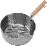 Sauce Pan, Non Stick Stainless Steel Saucepan with Wood Long Handle, Small Milk Pot Pan, Compatible for All Stove Top (18cm)
