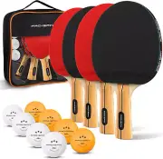 Ping Pong Paddles - High-Performance Set with Premium Table Tennis Rackets, 3-St