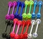 20 Pc (10 Pairs) UV Flexible Tongue Rings Nipple Rings 14g 5/8" All In Acrylic