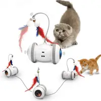 在飛比找樂天市場購物網優惠-電動貓咪玩具智能逗貓平衡車自嗨解悶神器USB充電逗貓棒羽毛玩
