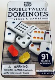 Anker Play Mexican Train Double Twelve 91 Color Dot Dominoes W/Tin Sealed