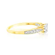 9ct Yellow Gold 1/3 Carat Diamond Halo Solitaire Ring, S