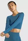 NWT GymShark Geo Ombre Seamless Long Sleeved Crop Top Teal Small