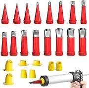 BEANPRECOY 24-Piece Universal Rubber Nozzle Tool Kit Stainless Steel Caulking Nozzle Applicator Reusable Rubber with Base Glue Silicone Sealant Finishing Tool for Kitchen Bathroom Brick Joint
