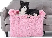 Charlie's Bolster Pet Sofa Protector, Dog & Cat Bed, Waterproof Protection, Removable Plush Cushion Couch Furniture Cover, Machine Washable, Anti-Slip Base, Ombre Pink, Small 80x70x10cm