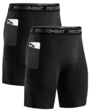 Niksa 1/2 Pack Mens Compression Shorts with Pocket Performance Spandex Athlet...