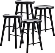 La Bella 4 Set Wooden Bar Stool 65cm Frida Pine Wood Counter Kitchen Barstools Cafe Dining Chair - Black