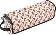 [sanluoli] Hair Tool Travel Bag with Iron Mat Waterproof Curling Iron Travel Case Merry Christmas Red Santa Socks Trave Case for Women