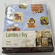 Lambs & Ivy Crib Sheet 100% Cotton Safari Express Sheet 28x52 New