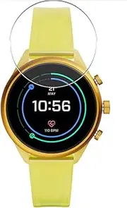 Puccy 3 Pack Tempered Glass Screen Protector Film, compatible with Fossil Sport FTW6059 FTW6027 FTW6058 FTW6057 FTW6052 FTW6056 FTW6028 FTW6024 FTW6053 FTW6060 Smart Watch Protectors Guard