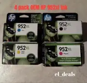 2026 4 Pack Oem HP 952XL Black Color Ink Set Pack 952 XL Cyan Yellow Magenta New