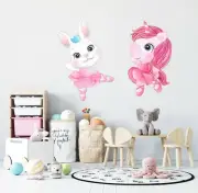 3D Rabbit Unicorn O440 Animal Wallpaper Mural Poster Wall Stickers Decal Zoe