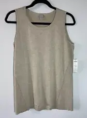 NWT Chicos Knit Rib Trim Sweater Tank Sleeveless Top Size 1 Sand Rayon Blend