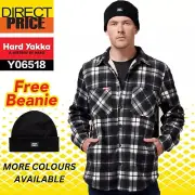 Hard Yakka Mens Sherpa Flannel Jacket Fleece With Free Beanie Y06518 NEW