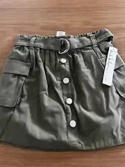 Nicole Miller Girls Paper Bag Skort Army Green Sz 8, NWT