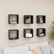 Wall Cube Shelves 6 pcs High Gloss Grey Storage Display Organizer Home Decor
