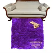 Contemporary Exotic Purple Shag Rug, Plush Faux Fur, Suede Lining, Made in USA