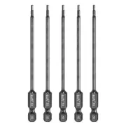 5pcs 2mm Metric Hex Head Wrench Drill Bit 100mm Length Magnetic Bits, Black